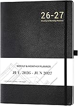 Academic Diary 2026-2027 – A4 Diary Week to View from July 2026 to June 2027 with Stickers, Leather Cover, Thick Paper, Inner Pocket, Black