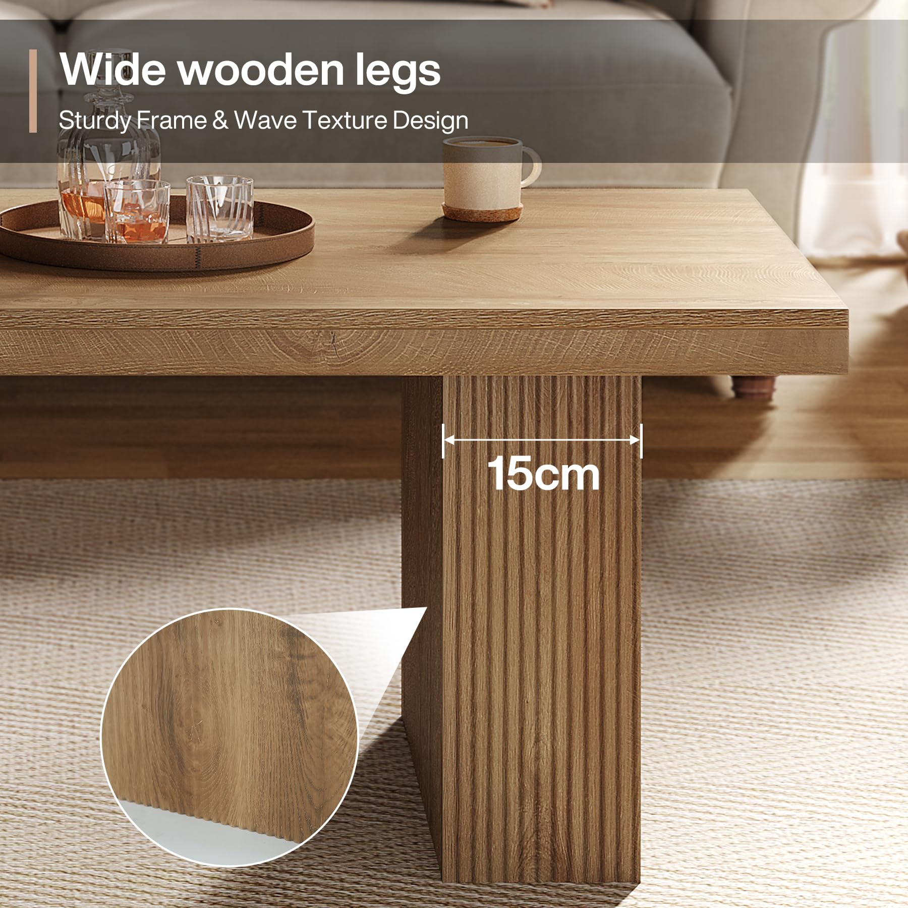 Houten Salontafel 120 cm, Rechthoekige Salontafel met 2