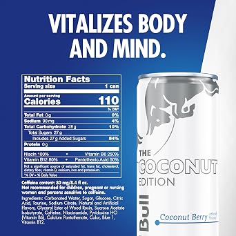 Red Bull Energy Drink, The Coconut Edition, 8.4 Fl oz, 4 Pack, 33.6 Fl oz