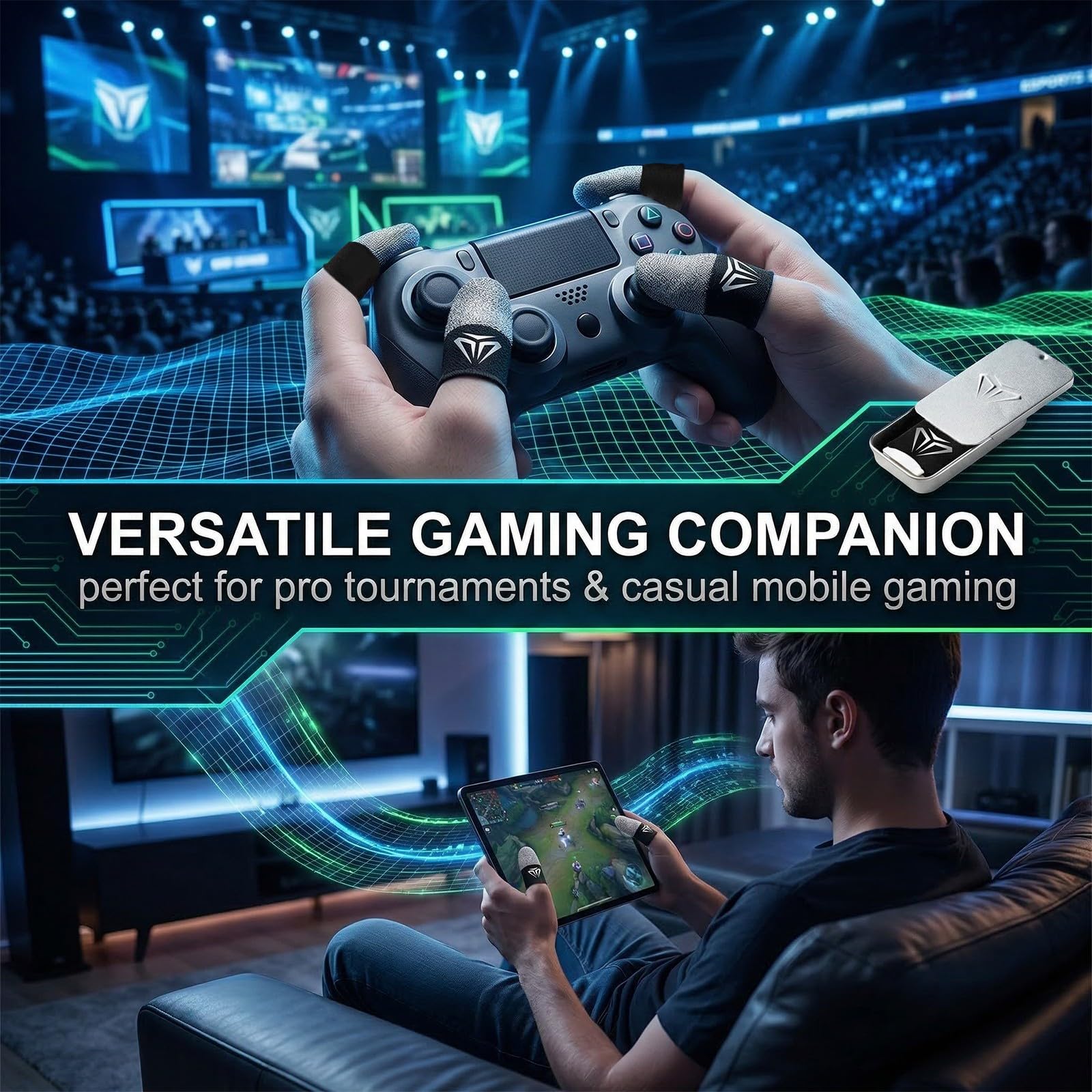 4 Pezzi Finger Sleeves Gaming Traspiranti e Anti-Sudore Manicotti per Dita Gaming Sensibili al Tocco e Antiscivolo Maniche per Dita da Gioco, Grigio e Nero