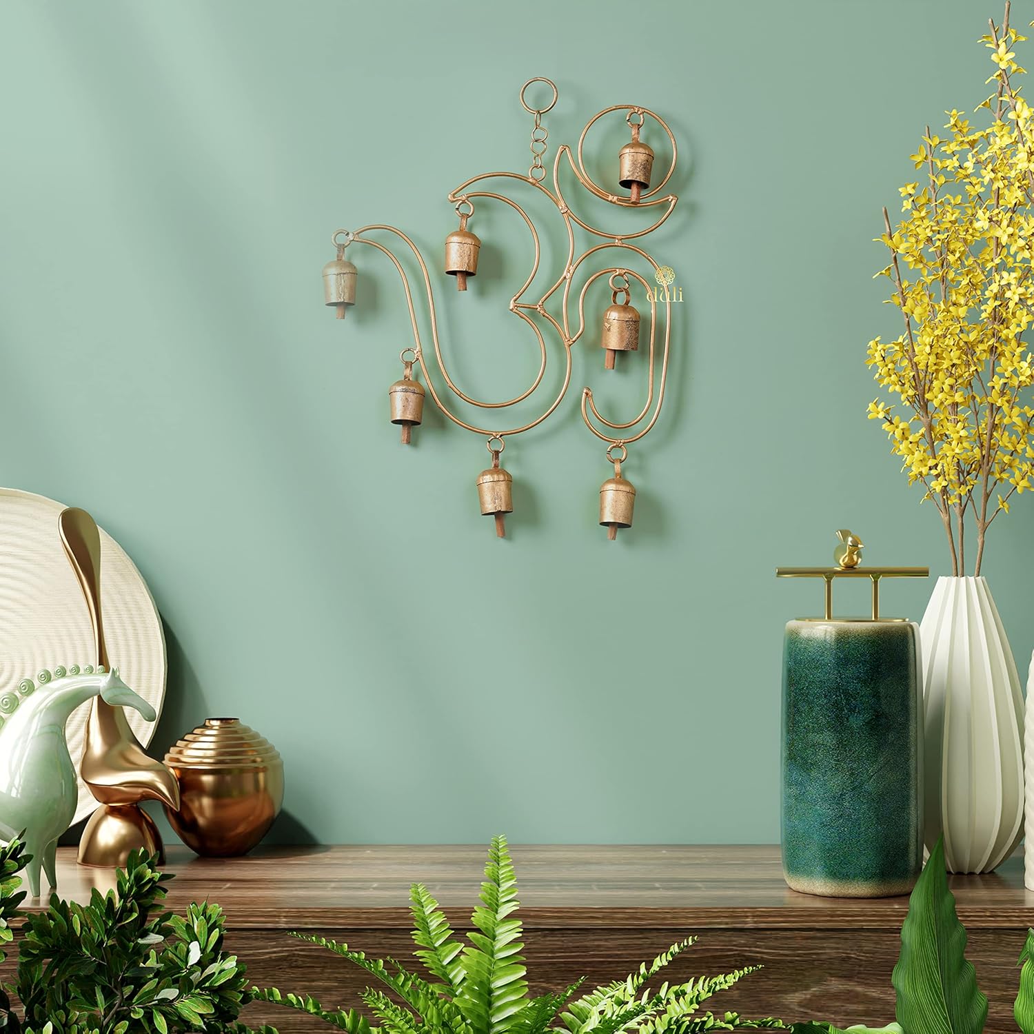 DULI Metal Windchime Metal Wall Hanging, Feng Shui, Wall Art, Wall Decor, PositiveVibes, Rustic Wall Hangings, Metal Wall Art,Diwali Decoration, Diwali Gifts (MetalWallHanging- BigOM13x10) offers donot miss