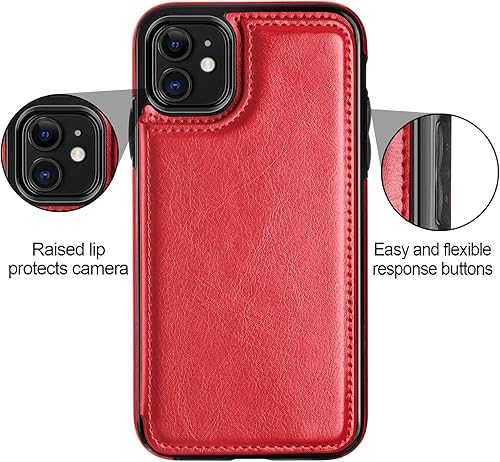 Miniatura 4 de HianDier - Funda tipo cartera para iPhone 11 de 6.1 pulgadas, funda protectora con ranuras para tarjeta de crédito, foto, piel sintética suave
