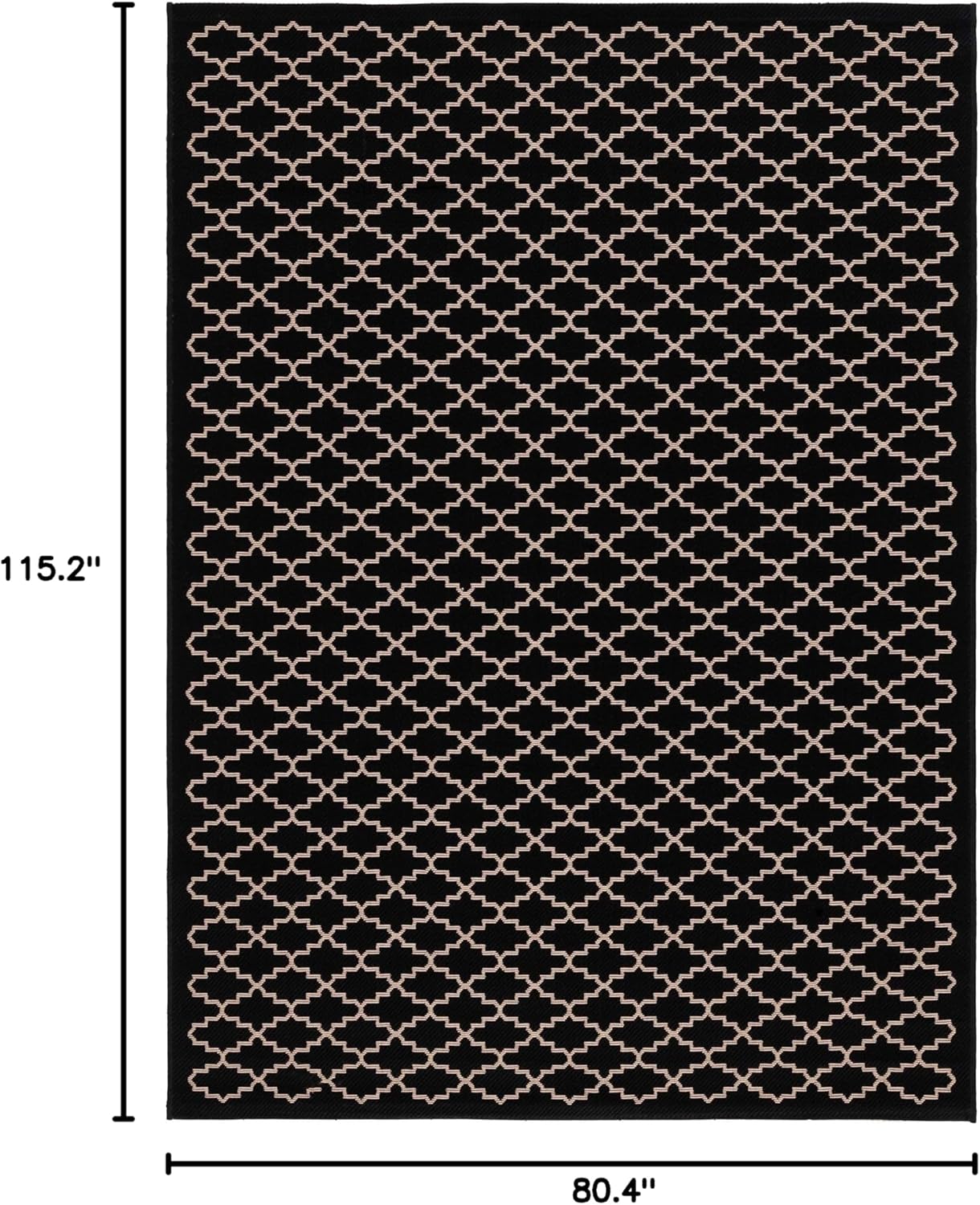 SAFAVIEH Washable Rug Outdoor Courtyard Collection - 6'7" x 9'6", Black & Beige, Non-Shedding & Easy Cleaning, Ideal for Patio, Backyard, Mudroom (CY6919-226)