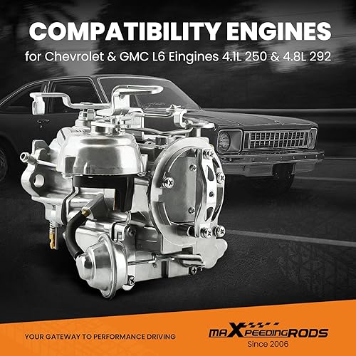 Miniatura 3 de maXpeedingrods Carburador de 1 barril, para Chevy para GMC 4.8L 2924.1L 250 6 Cyl, estrangulador automático carburador de 1 barril para Chevrolet