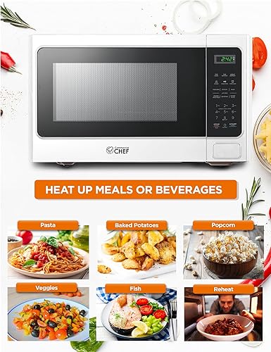 Miniatura 2 de COMMERCIAL CHEF Microondas de 1.3 pies cúbicos con 10 niveles de potencia, microondas con cerradura de puerta de botón, microondas de encimera de