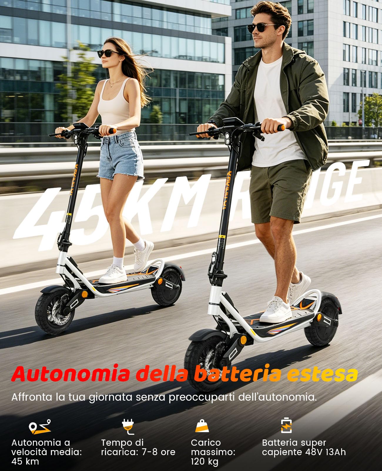10" Monopattino Elettrico Adulto Pieghevole,45KM di Autonomia Monopattini | Monopattino Elettrico 48V 13Ah Scooter, 10 Pollici Monopattini Elettrici Fuoristrada Doppia Sospensione,Doppio Freno a Disco