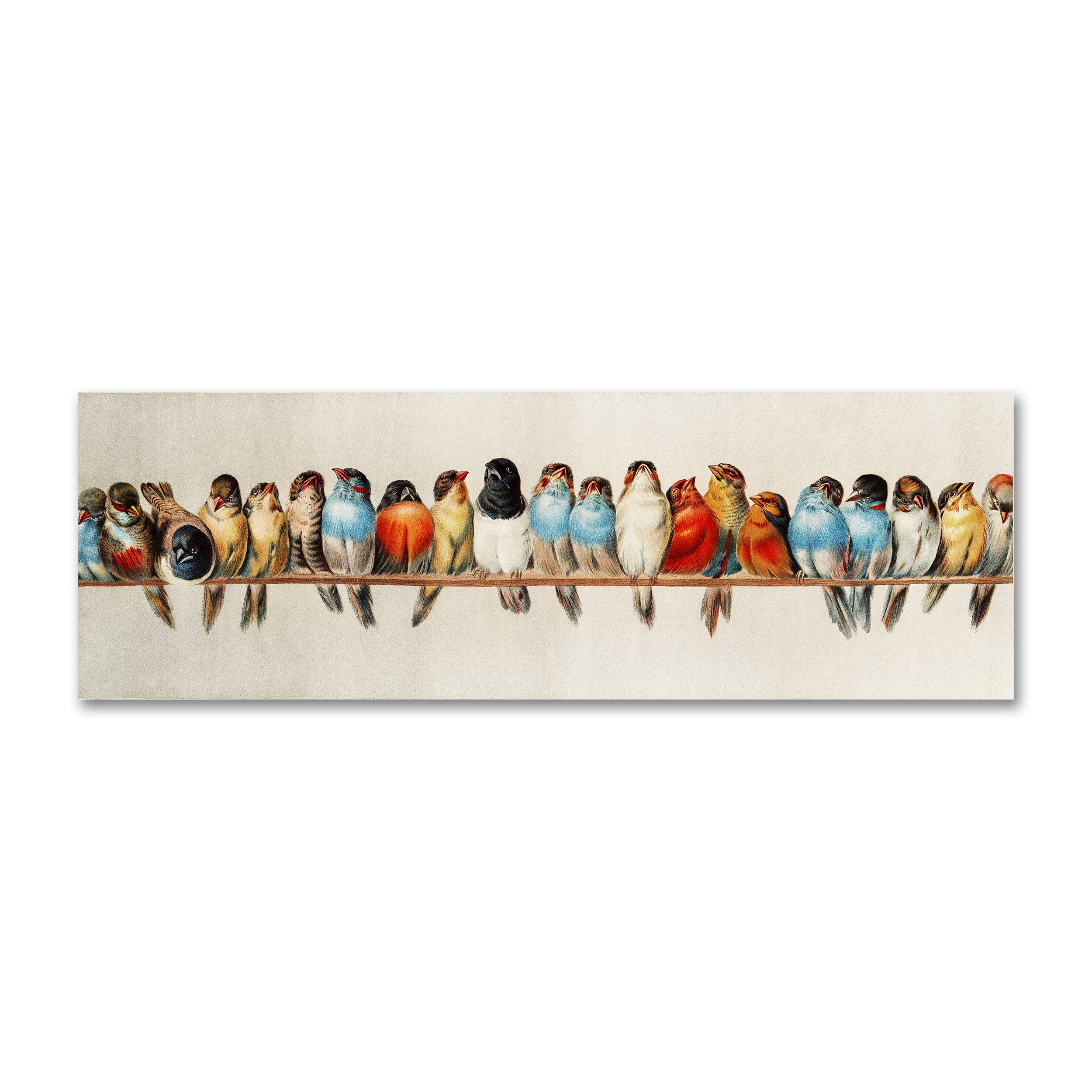 Tamatina Hector Giacomelli Canvas Painting|A Perch of Birds|Size-60X20 Inches.j