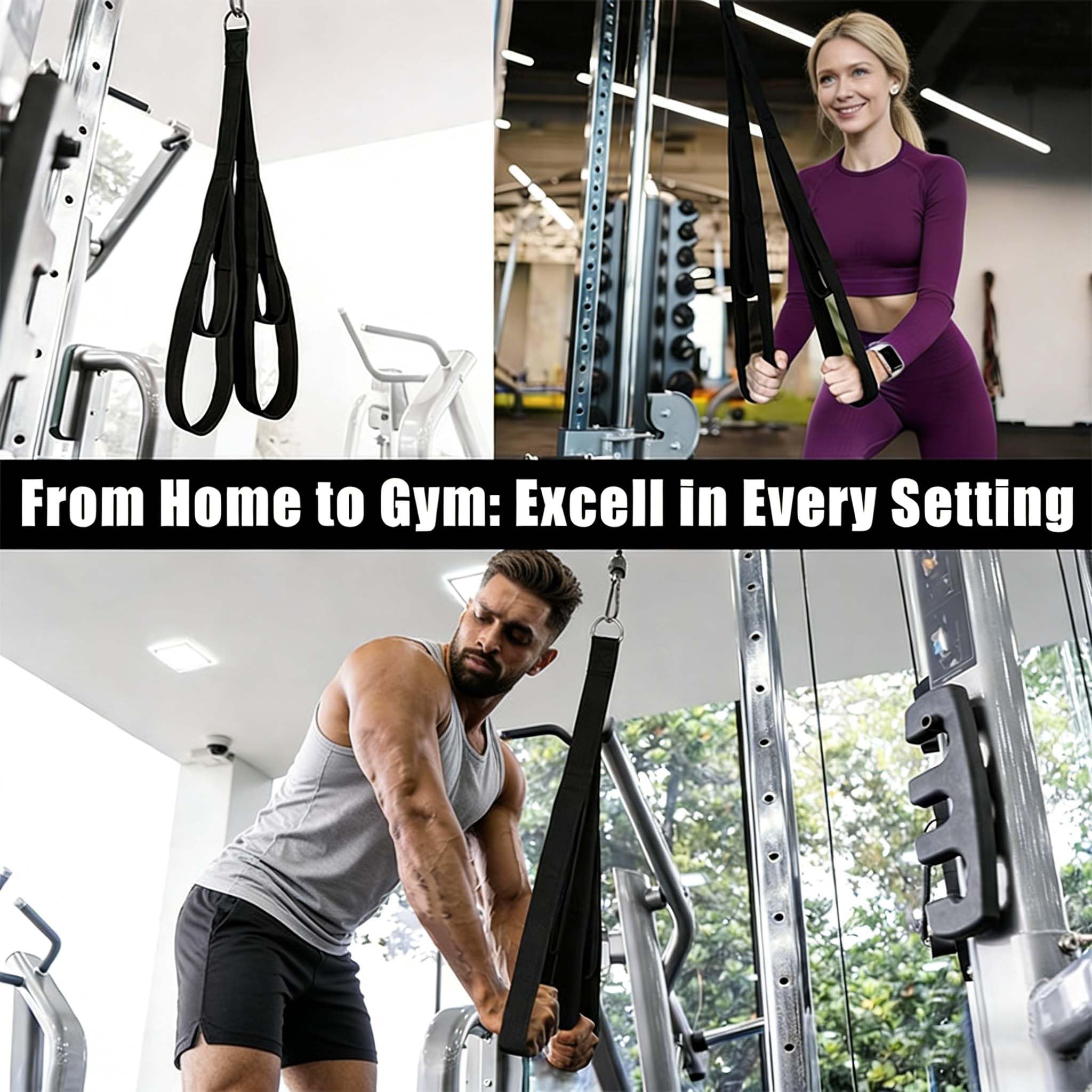 Verstellbares Trizepsseil, Zughilfen Krafttraining Kabelbefestigung & Kabelzug Aufsatz, Extra langes Latzug Seil zum Herunterziehen für Fitnessstudio und Heimkraftstation