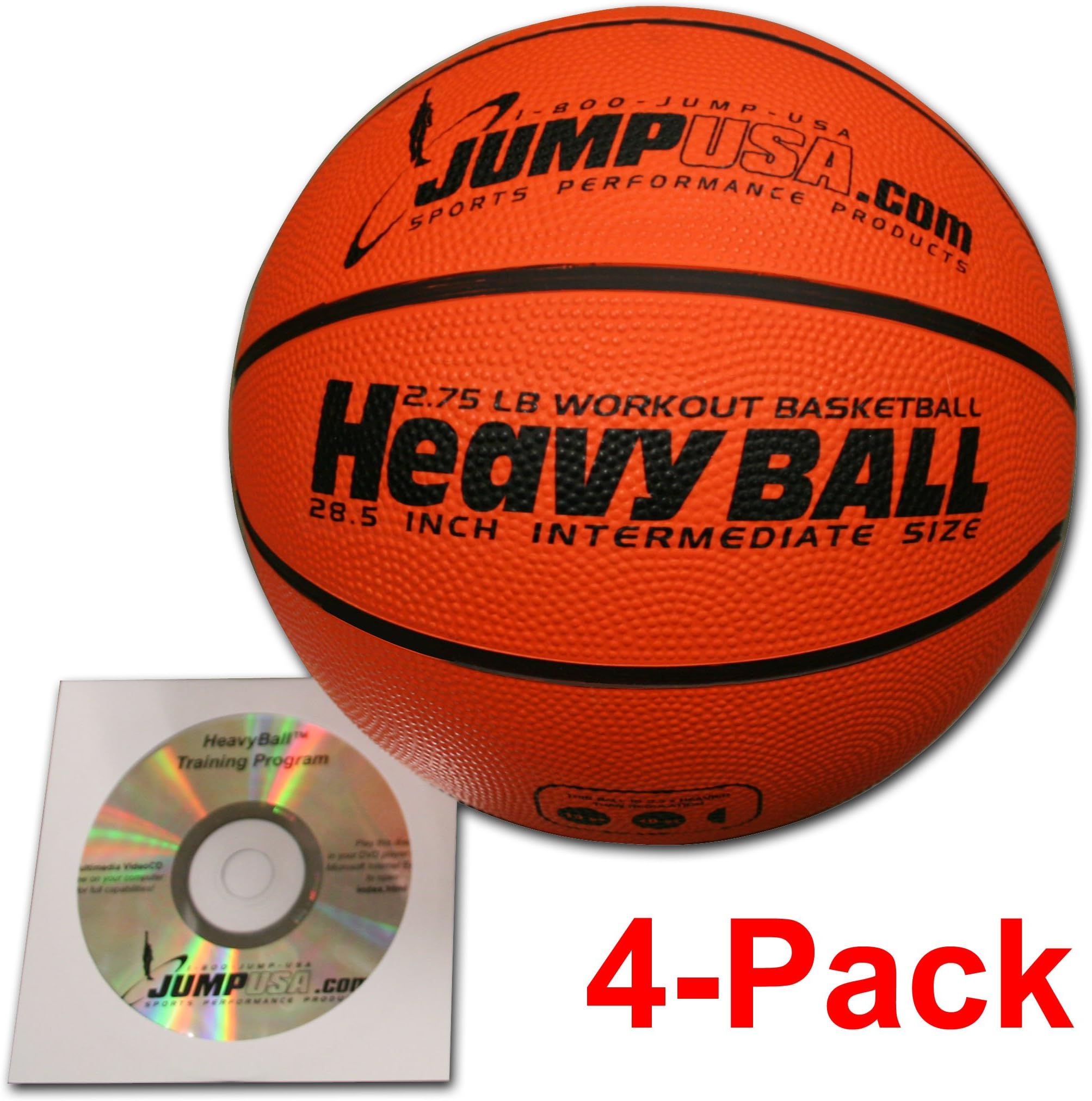 4-Pack Heavy Ball 3lb Weighted Trainer Basketball Hi-Carbon Rubber with Skills Video