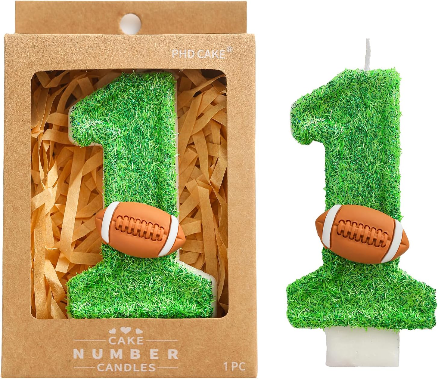 PHD CAKE 2.76 Inch Number 1 Football Birthday Candles