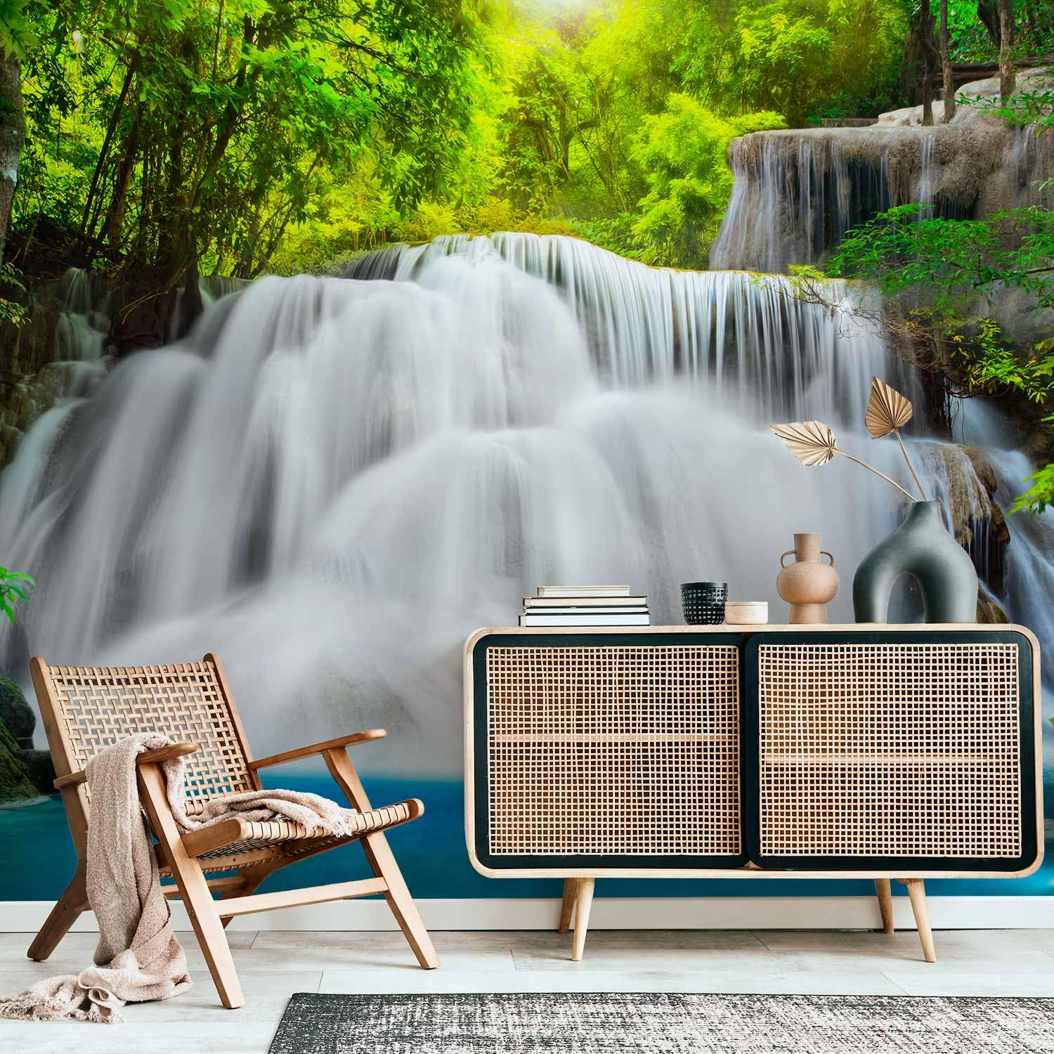 murando - Fototapete Premium-Vlies Wasserfall Tapeten, Schlafzimmer, modern | Premium-Vliesstoff, Full HD Druck, hochwertige Verarbeitung fürs Wohnzimmer, schnelle Montage, lichtbeständig, geruchsfrei