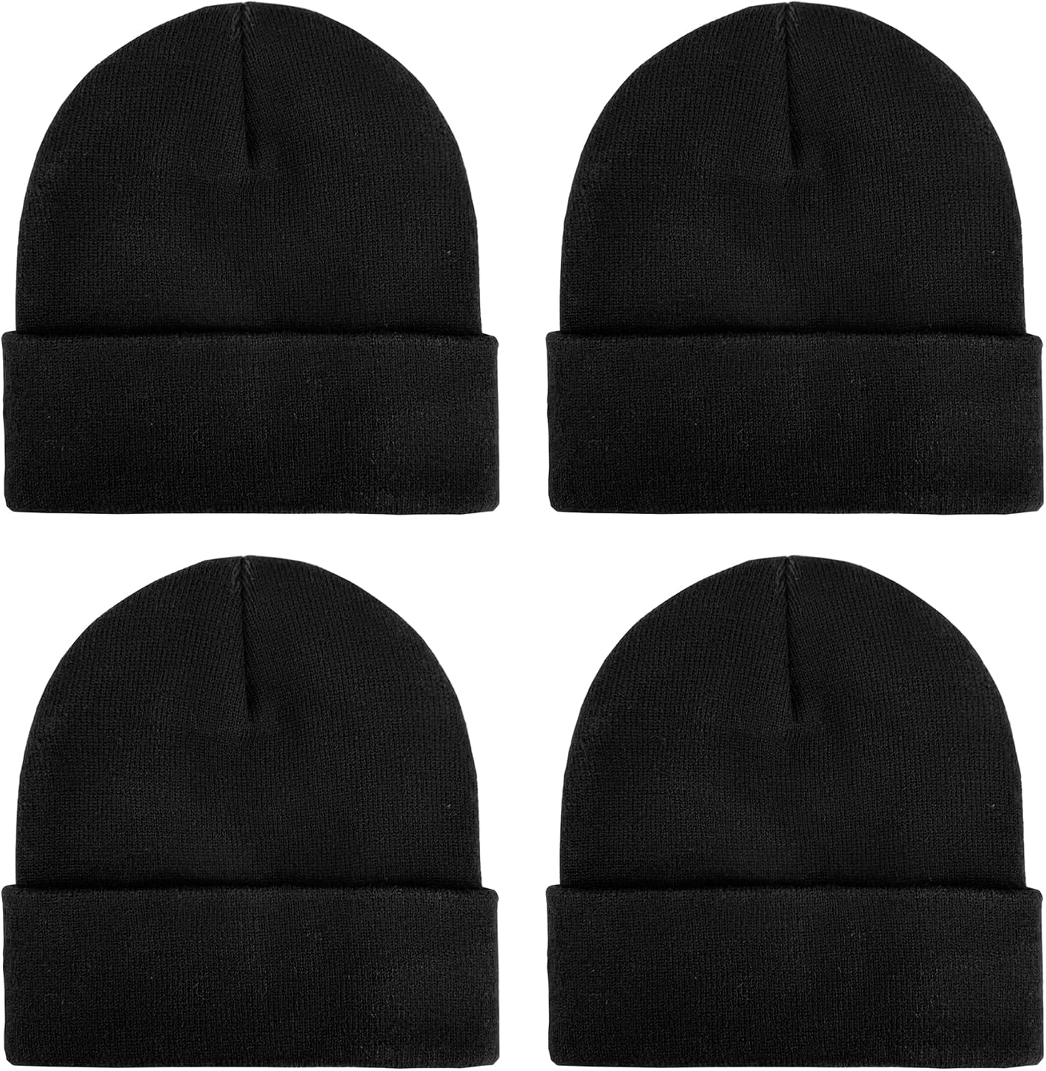 Cmonie 4Packs Cuffed Knit Beanie for Men Women | Acrylic Warm Winter Slouchy Skull Cap Soft Ski Hat Unisex