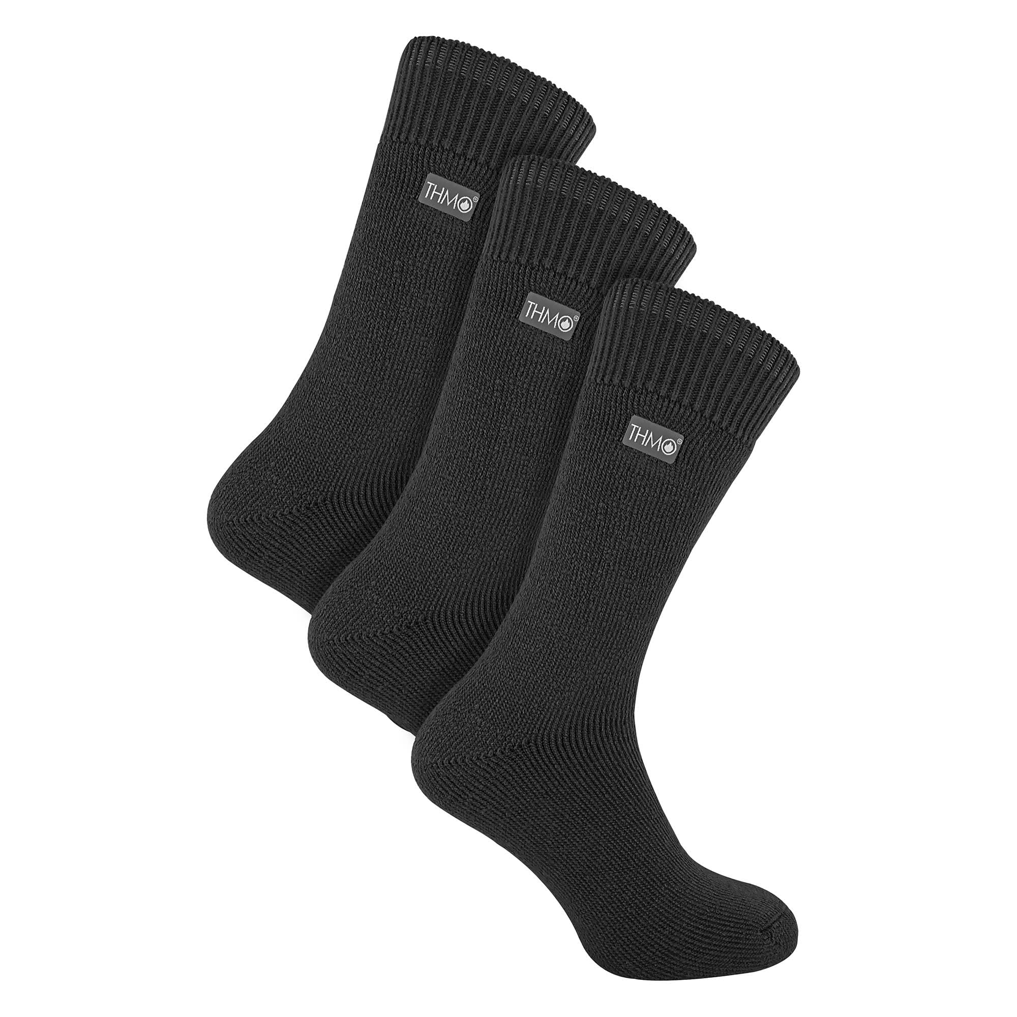 Thmo Men's Charcoal - 3 Pack Multipack Thick Winter Warm Socks With Comfort Top (6-11, )