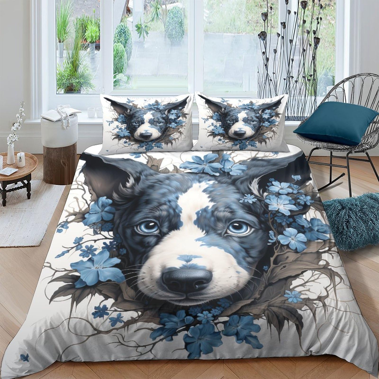 Housse de couette 200x200 enfant imprimé chiot doux ICOBES