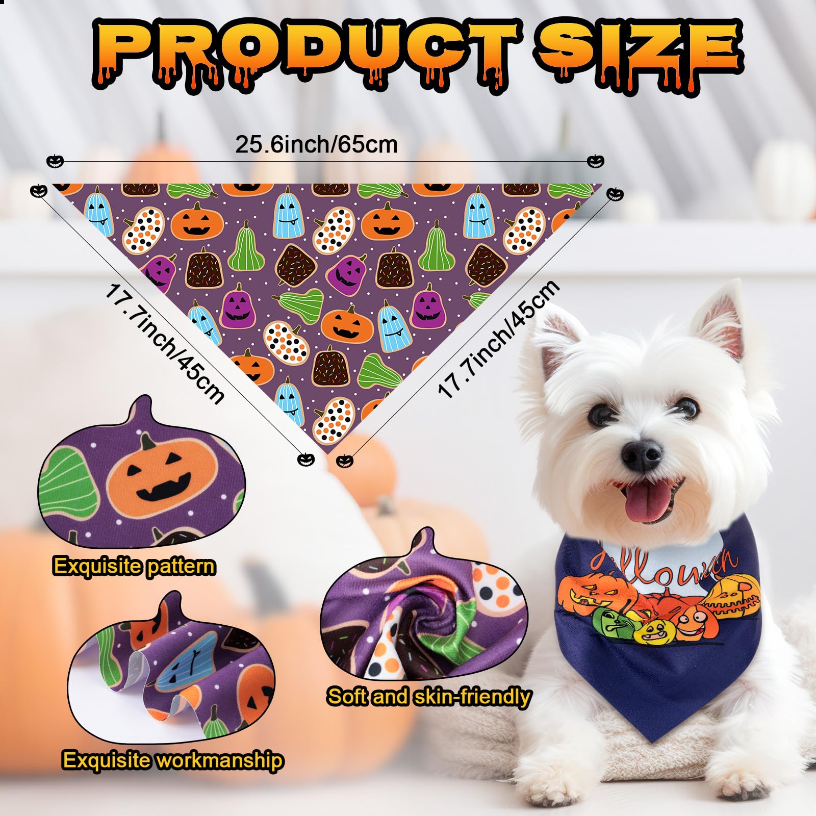 54 Stück Halloween Hund Bandanas, Halloween Dreieck Hund Schals Lätzchen Verstellbar Weich Urlaub Haustier Dreieck Schal Zubehör für kleine mittelgroße Hunde Welpen Katzen Haustiere