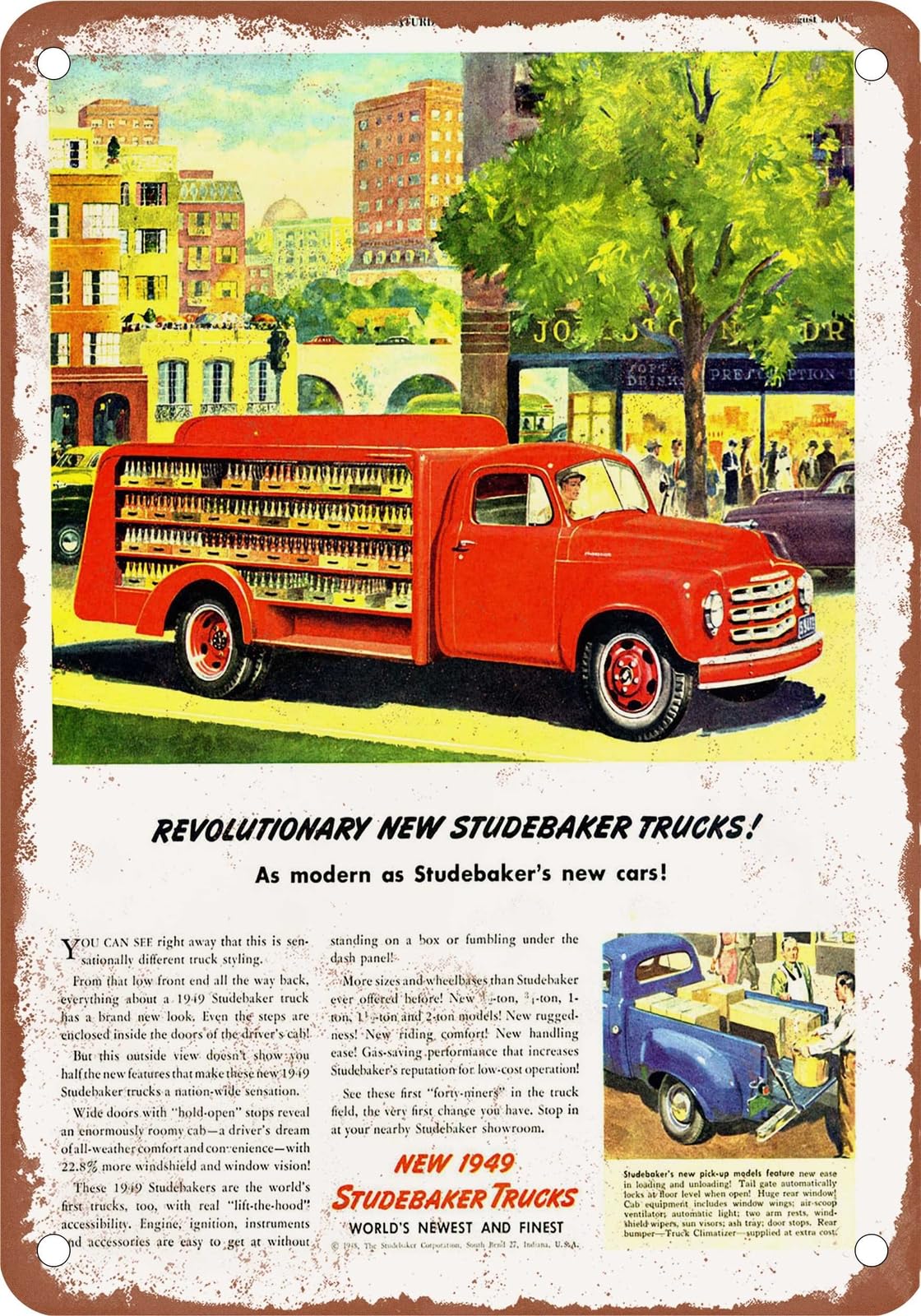 Miaomansenstore Metal Sign - 1949 Studebaker Truck Vintage Ad 10 - Old Retro Rusty Look Home Decor