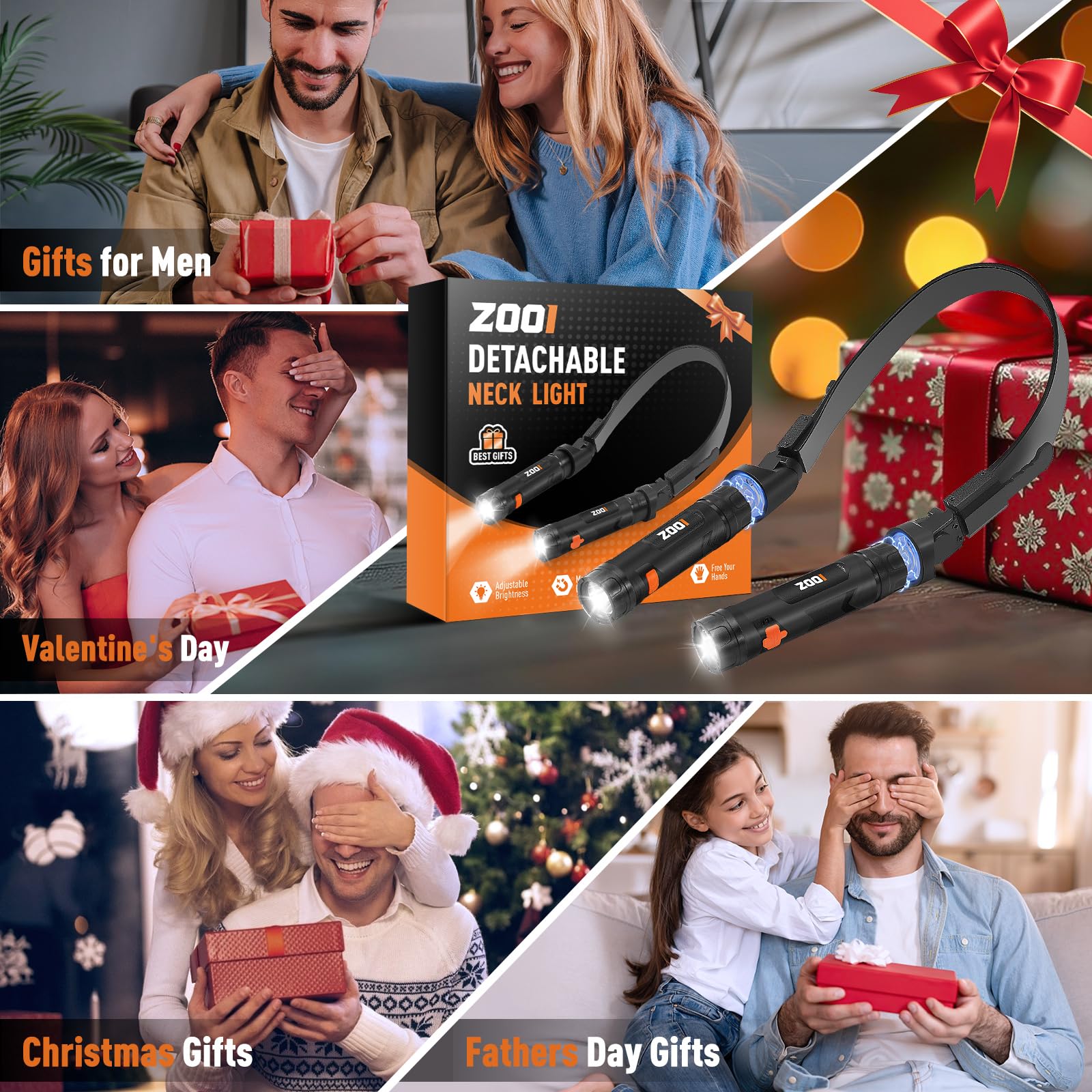 ZOOI Cadeaux pour hommes, cadeau de fête des pères pour papa, lampe de lecture magnétique amovible, gadgets d'anniversaire pour hommes, cadeau de fête des pères, lampe de cou, gadgets de camping