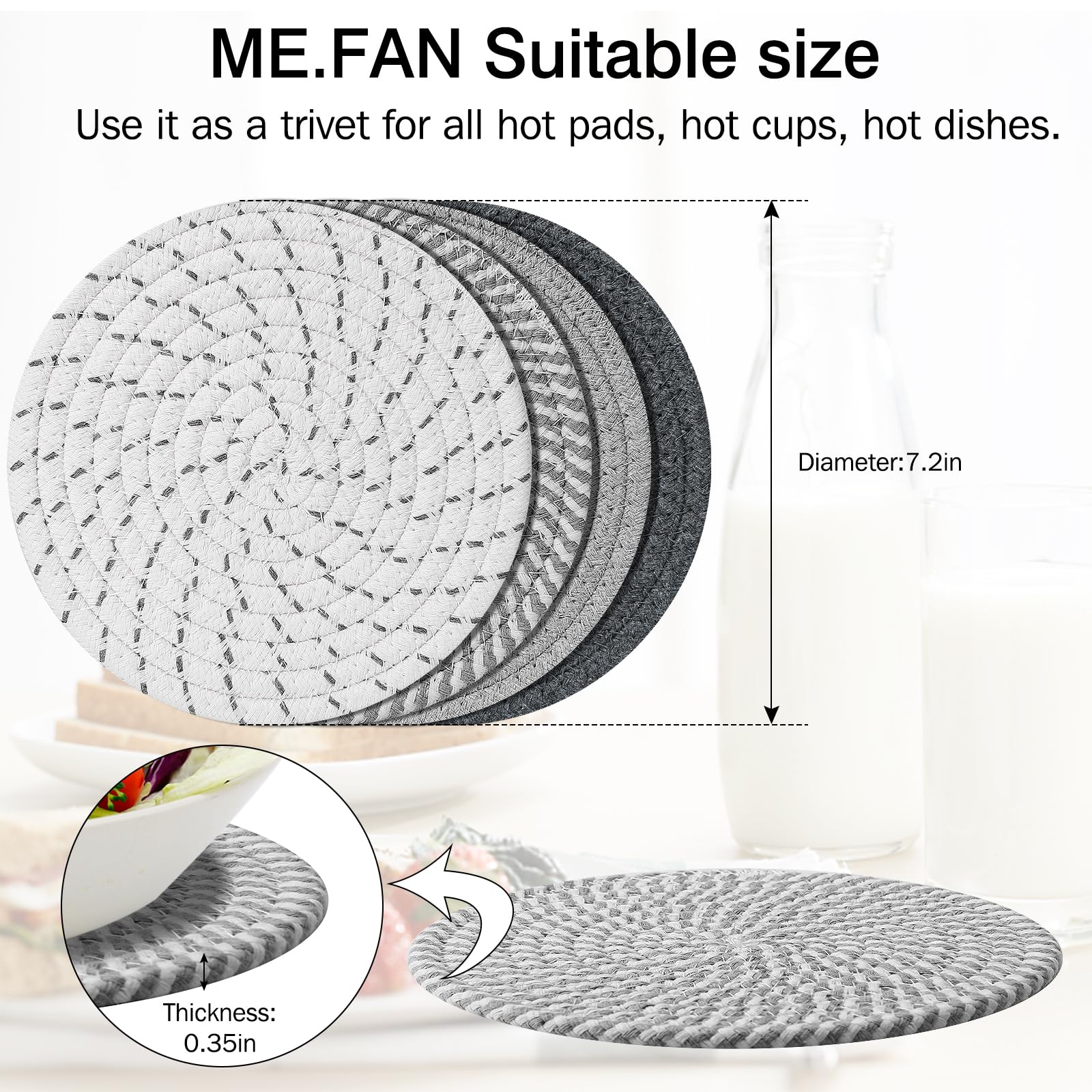 ME.FAN Cotton Trivets - Heat Resistant Potholders -2