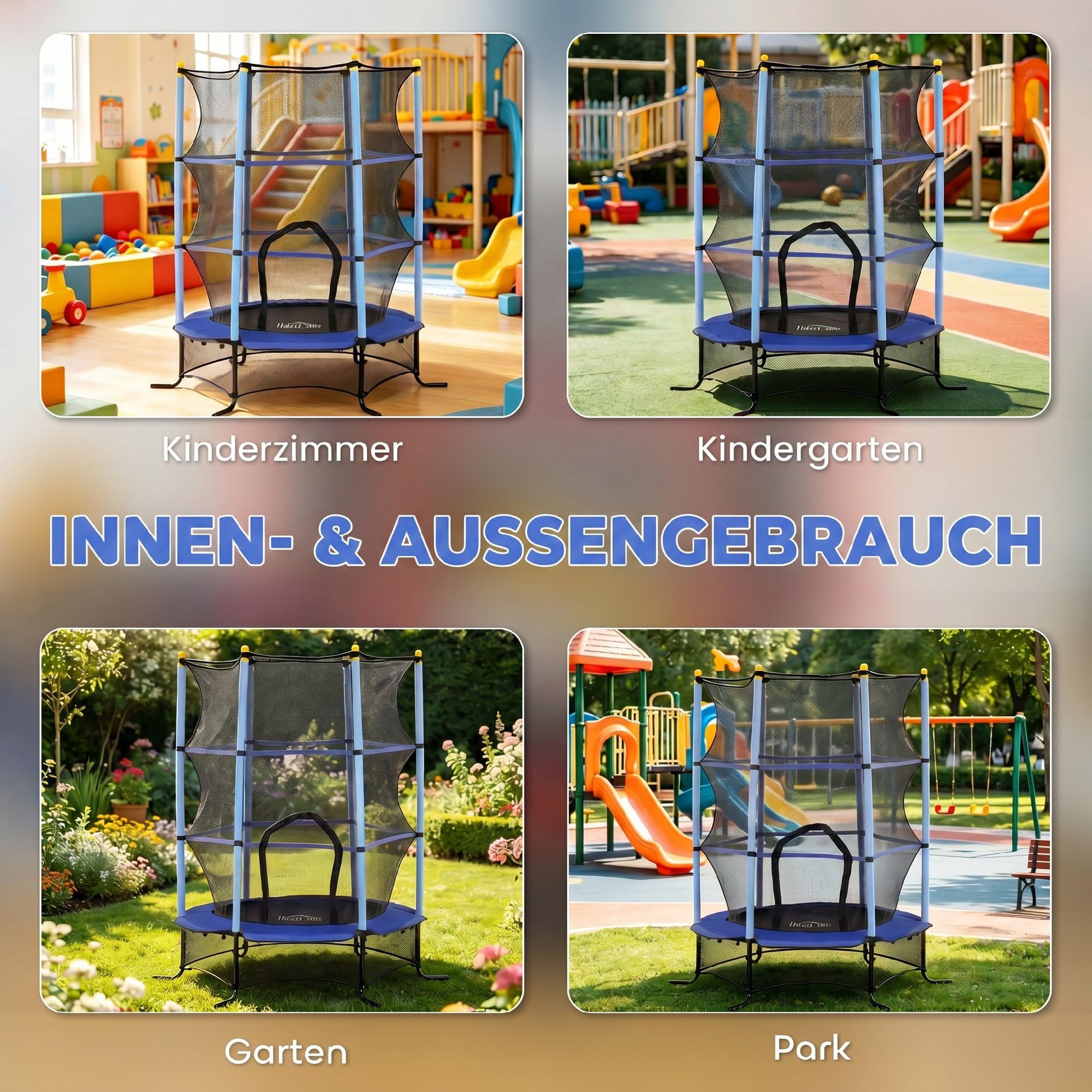 HOMCOM Kindertrampolin Ø163 cm, Trampolin mit Sicherheitsnetz, Randabdeckung, Gartentrampolin für Kinder 3-10 Jahre, bis 50 kg belastbar