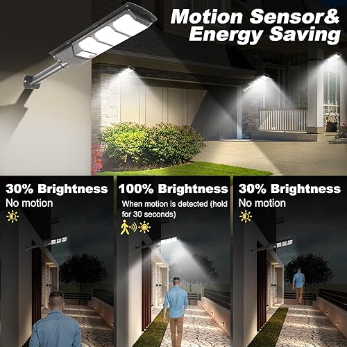 Miniatura 6 de Luces solares impermeables para exteriores, paquete de 2 unidades, luz solar de inundación con sensor de movimiento para exteriores, luz LED de