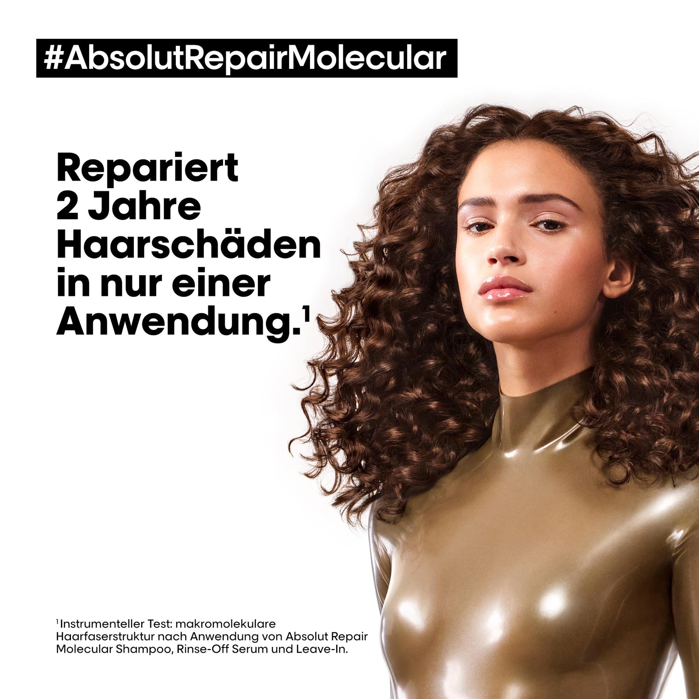 L'Oréal Professionnel Treatment-Set für strukturgeschädigtes Haar, Zur molekularen Tiefenreparatur, Mit Peptidbondern und Aminosäuren, Serie Expert, Absolut Repair Molecular Rinse-Off Serum & Leave-in