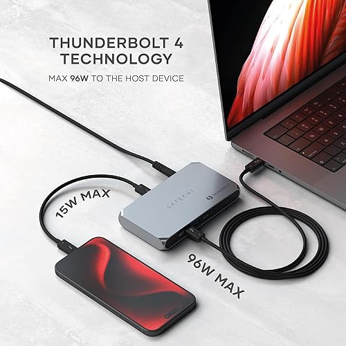 Miniatura 4 de Satechi Thunderbolt 4 Hub Slim Pro, USB C 96W Charging, Single 8K or Dual 4K Display, 4 Thunderbolt 4 Ports, USB 3.2 Gen2 - for MacBook ProAir M1 M2