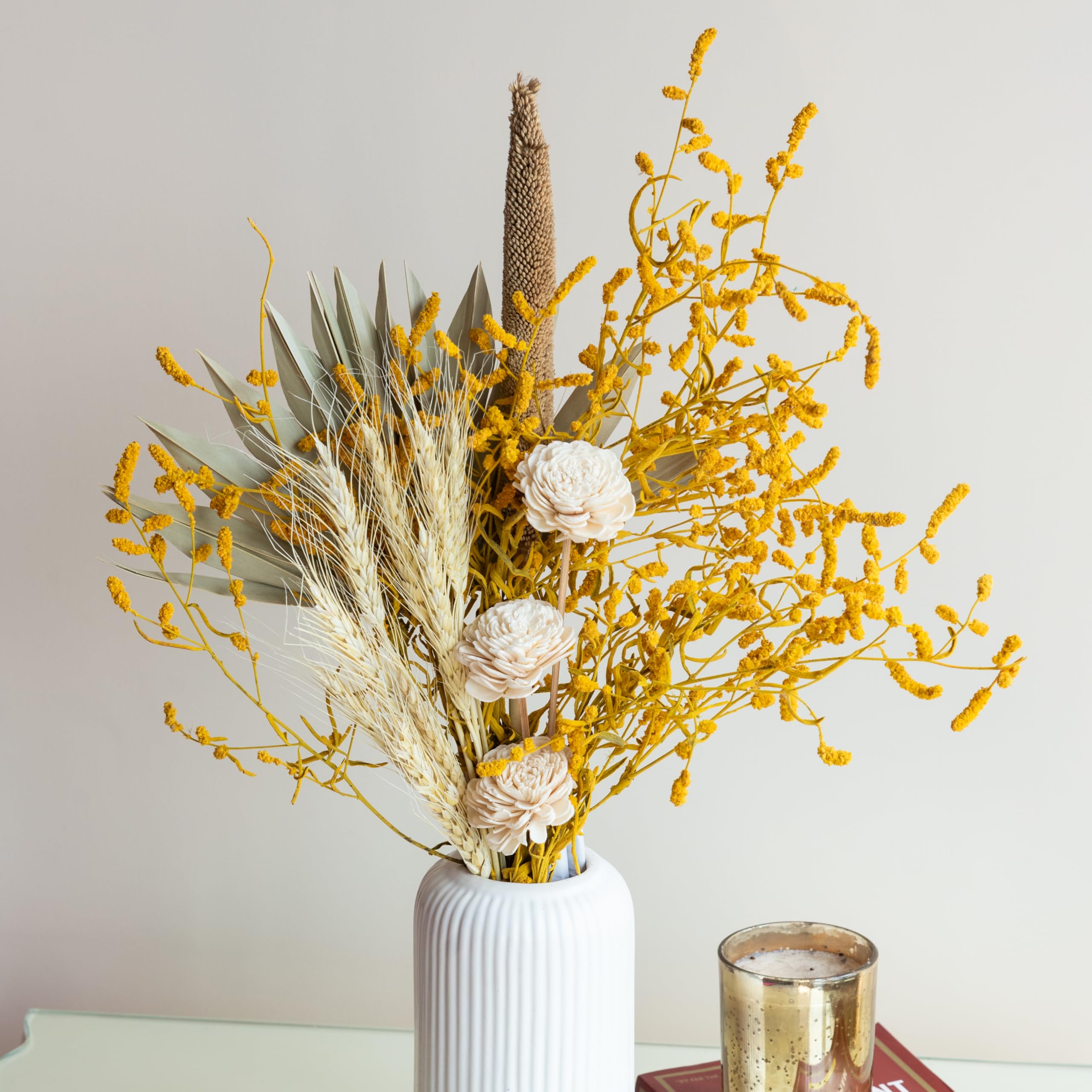 Sun-Kissed Oasis Bunch | Natural Dried Flower | Eco-Friendly Flowers for Home, Office, Bedroom, Table Decoration and Craft Items Corner (Without Vase Pot)