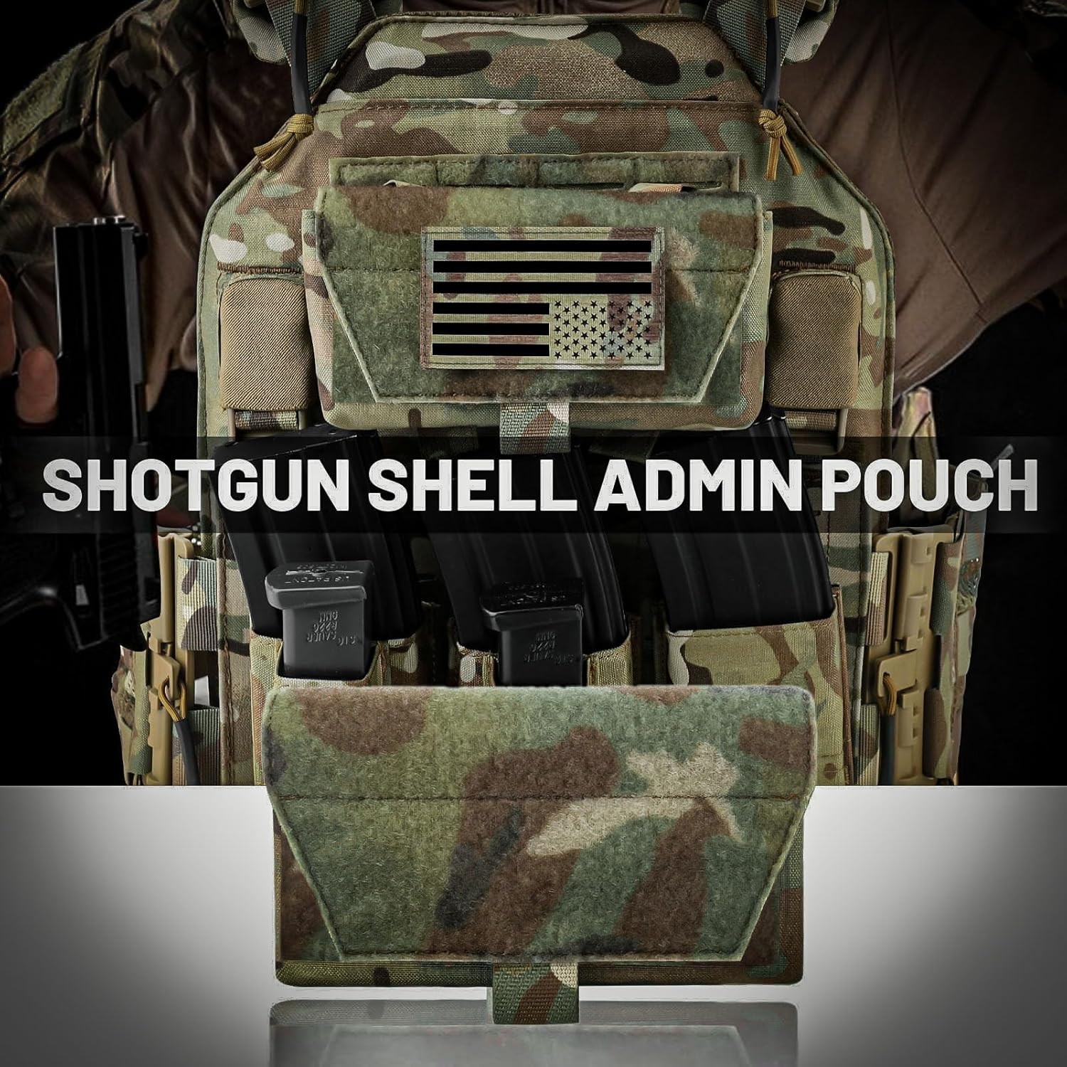 PETAC GEAR Shotgun Shell Holder Shotshell Reload MOLLE Belt Pouch Batteries Cellphone Pouches with Loop Panel