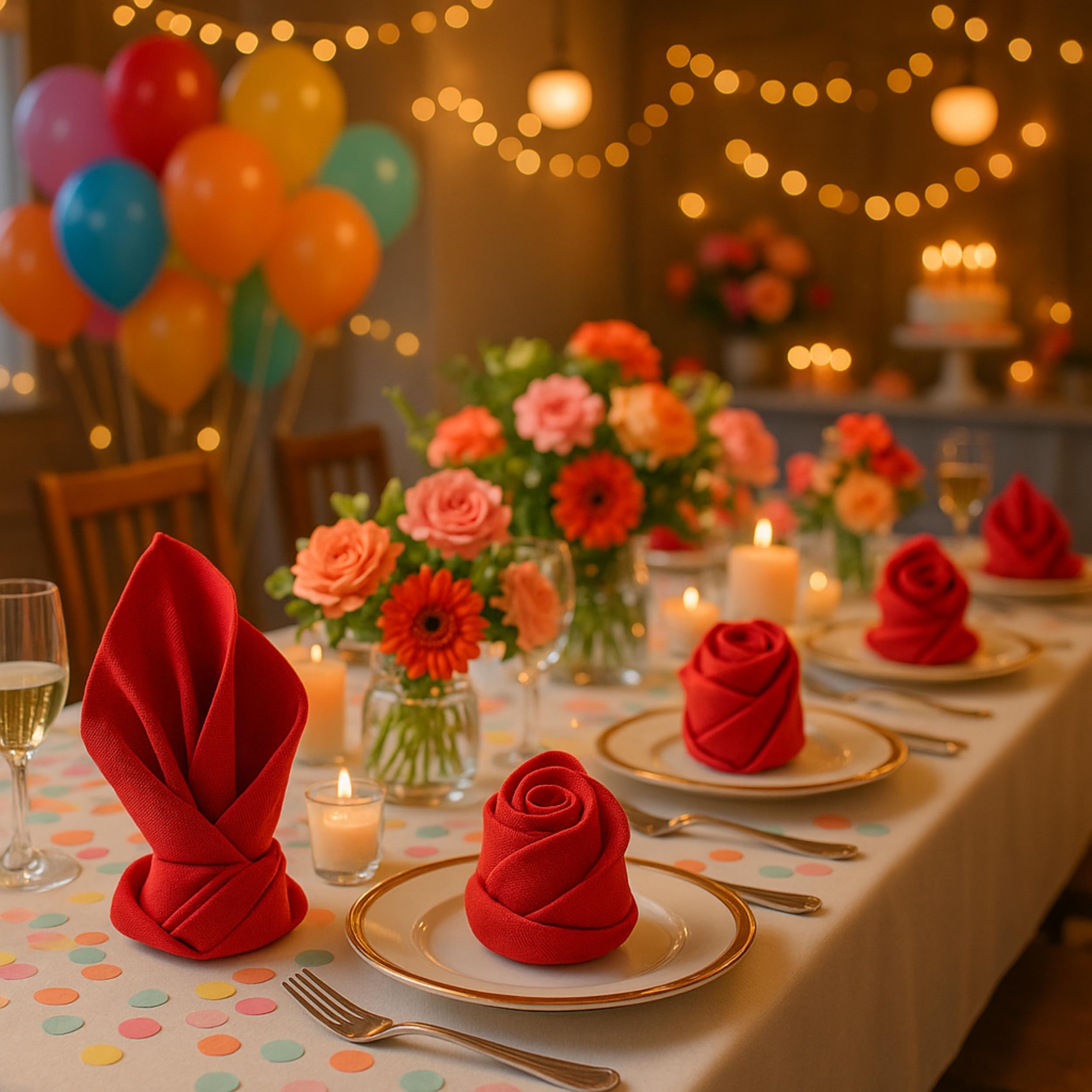 100% Cotton Cloth Red Napkins 18x18 Inch (Pack of 4) – Soft Reusable Table Napkins for Dining Table, Kitchen & Dinner Parties – Washable Fabric Dinner Napkins for Home, Restaurant & Wedding Use 4