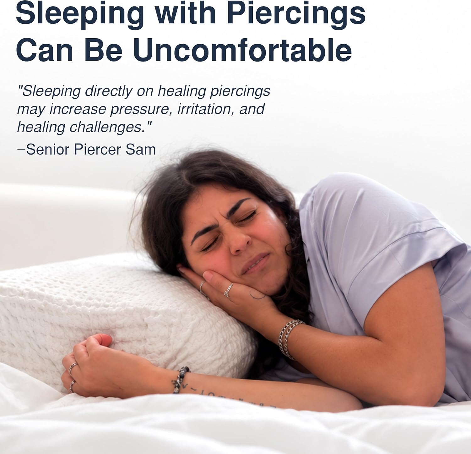 Ear Piercing Pillow for Side Sleepers with Ear Hole for CNH pain relief