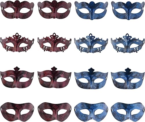 16 máscaras de mascarada, máscaras antiguas vintage, máscaras venecianas, máscaras de carnaval para fiesta de máscaras