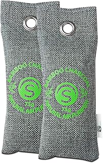 Neutralizador de Olores para Zapatos - Saco Absorbente de Carbón Activo de Bambú (2 x 75g) | Bolsa Purificadora de Aire | Elimina la Humedad y el Mal Olor –Deshumidificador para Zapatero | por Stimio