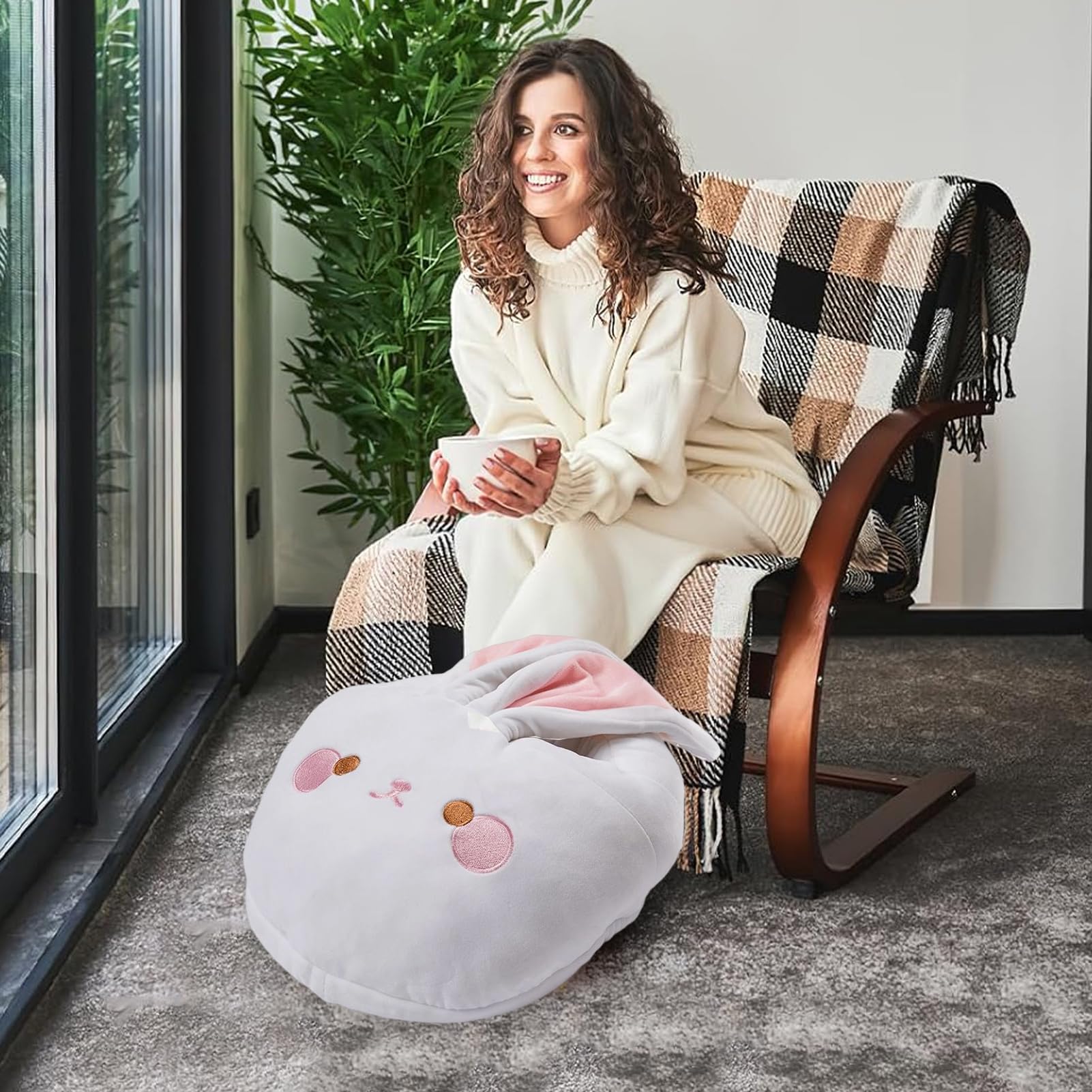Chauffe-pieds électrique Chaussons Cartoon Doux Hiver Pour Femme Adulte Et