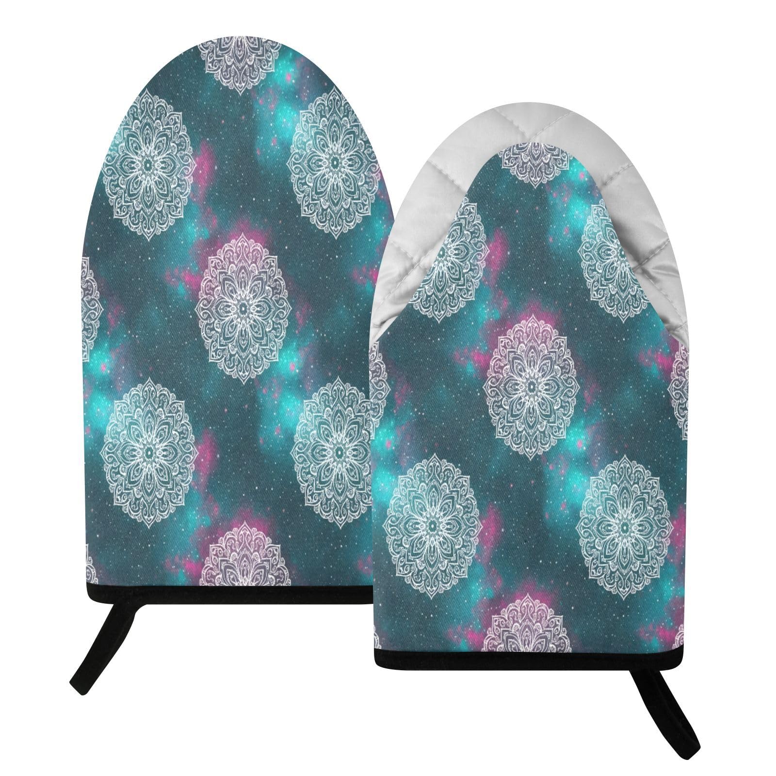 BURSTDDY Mandala Oven Mitt,Heat Resistant Kitchen Mitts for Cooking