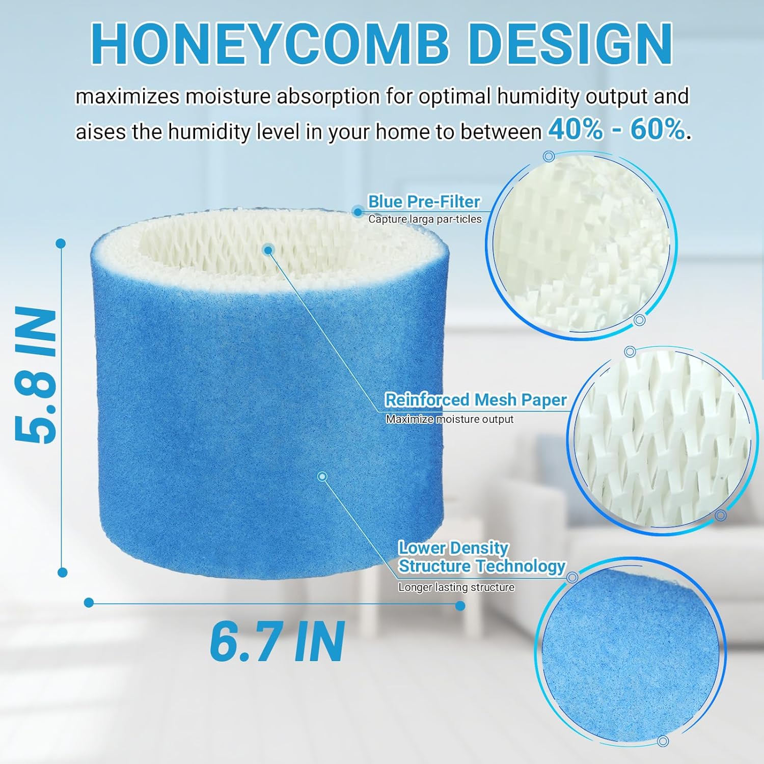 Lemige 6 Pack Upgraded HC888 Series Filters C Compatible with HC-888, HC-888N, HC-888, HC-888N, HCM-890, HEV-320 Series, for Duracraft DCM-200, DH-890, for Walgreens Cool Mist Humidifiers 890-wgn