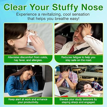 Nasal Stick 4 Pack, Mint, Orange, Lavender Nose Inhaler Stick,Sinus & Blocked Nose Relief Set, Daily Relaxation, Stress Relief, Natural Mood Boost, Travel Friendly, Cool Refreshing Sensation