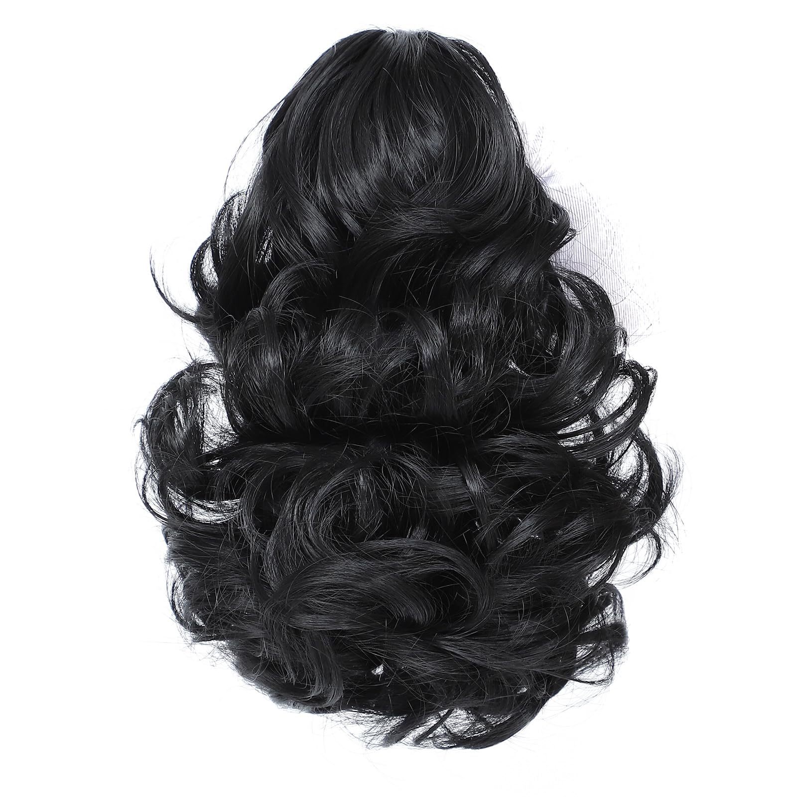 Yamel Ponytail Extension Short Cute Curly Wavy 1B Natural Black Claw Jaw Clip in Synthetic Hairpiece Pony Tail Tale Ponytail Hair Extensions - Image 2
