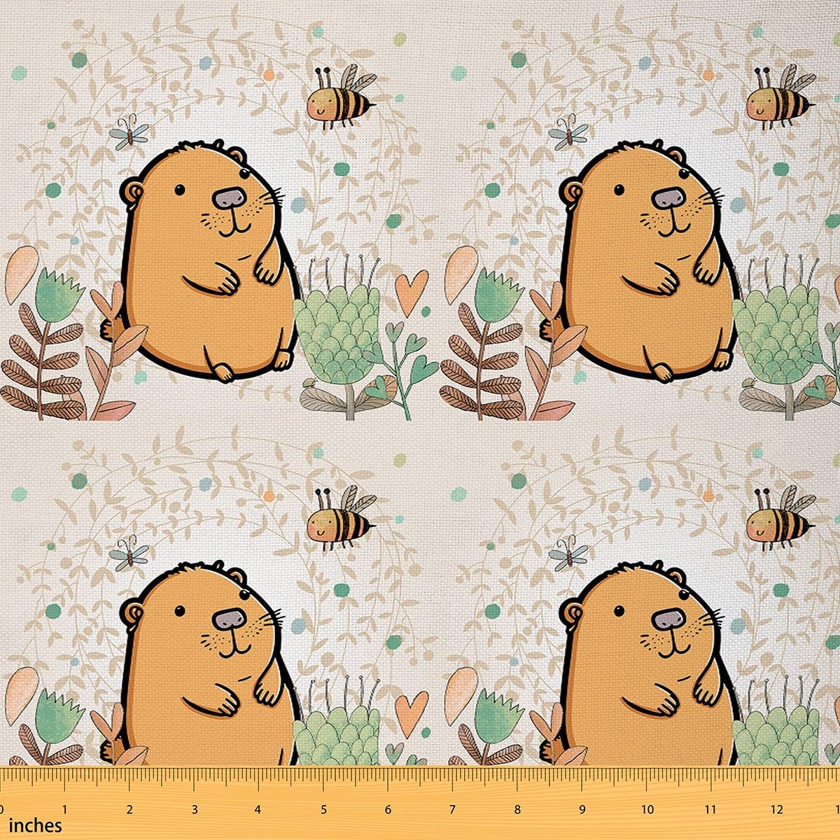 Capybara Stuffed Animal Fabric by The Yard for Women Men Adult Kids Capybaras Reupholstery Fabric Animals Lovers Upholstery Fabric for Chairs Waterproof Outdoor Fabric 3 Yards (L276*W150cm)