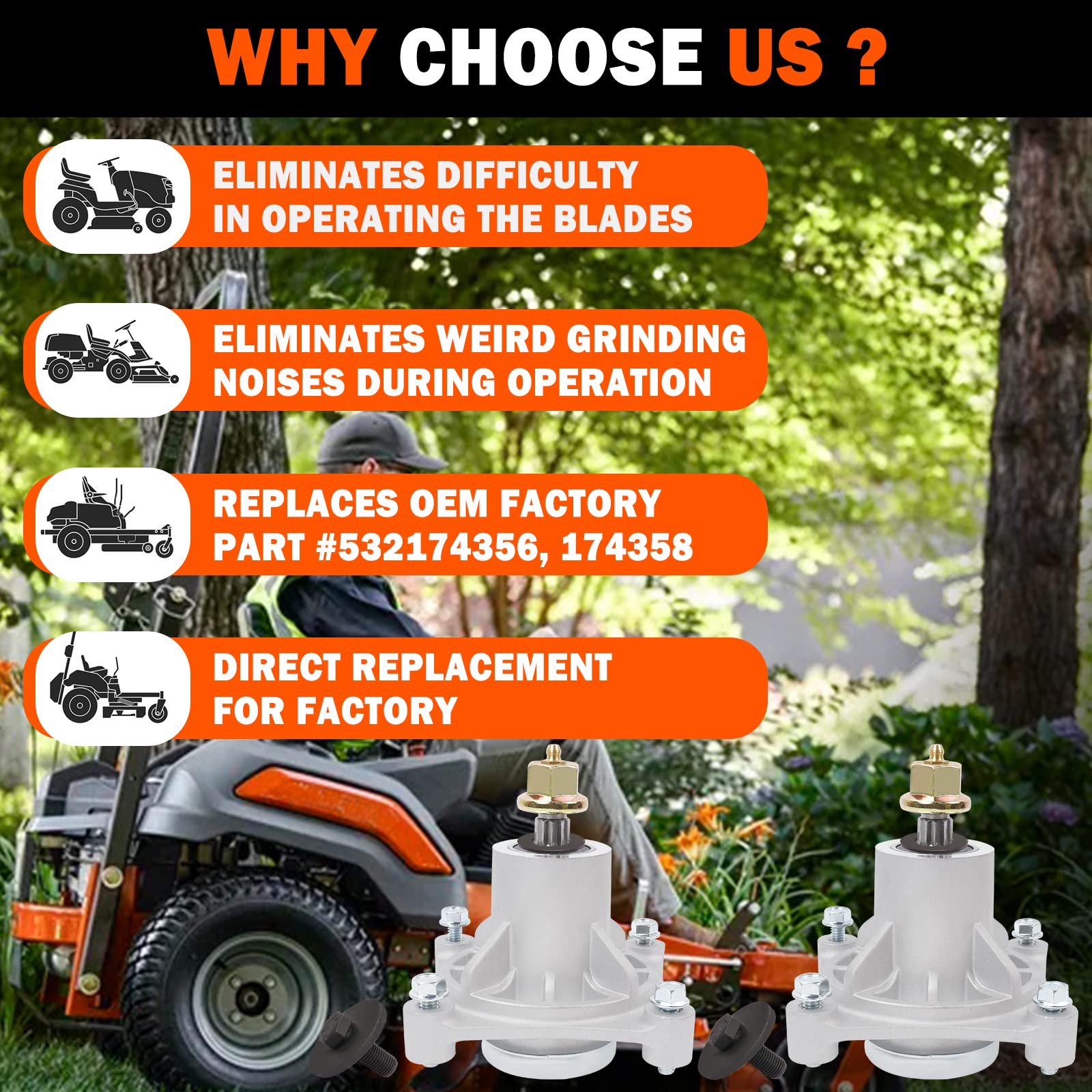 Lawn Mower Deck Wash Kit GELASKA Pack 174356 Spindle With