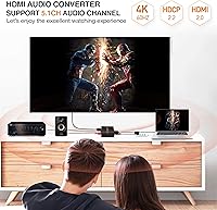 Vista 4 de avedio links Convertidor extractor de audio HDMI 4K a 60Hz, adaptador de divisor de audio de video HDMI + (SPDIF + L/R estéreo), compatible con Fire