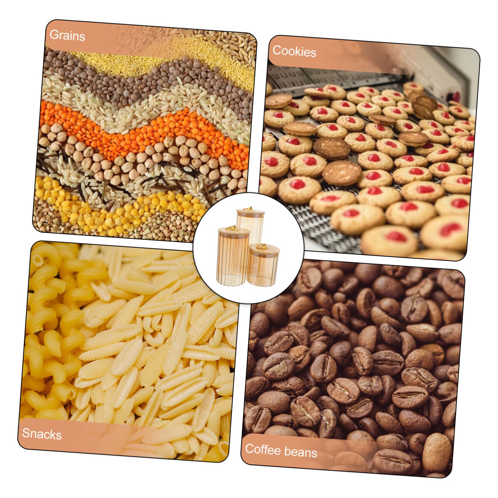 3 Pezzi Contenitore di Vetro Ermetico Vintage per Pasta e Snack
