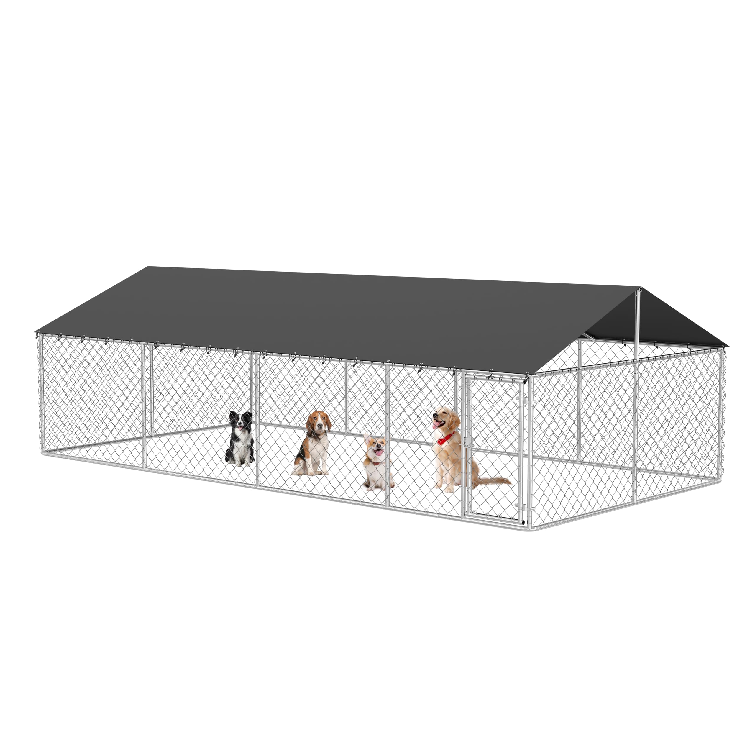 Petony Outdoor Dog Enclosure Heavy Duty Dog Kennel House Mesh Dog Big Cage Pet Kennel Steel Fence with Secure Lock