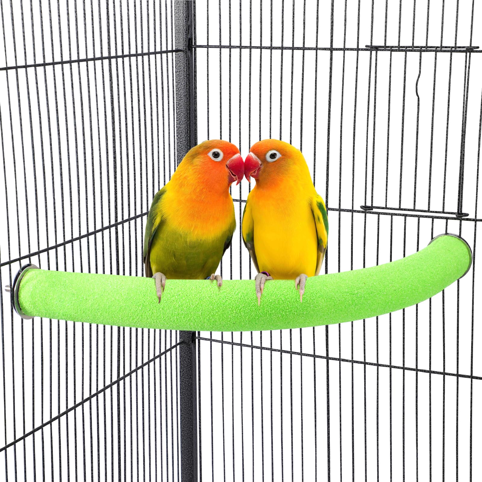 FrgKbTm Corner Parrot Perch Stand Pet Toy Bird Platform Sand Paw Grinding Clean Stick Cage Exercise Conure Budgie Cockatiel Accessories (Green-Corner)