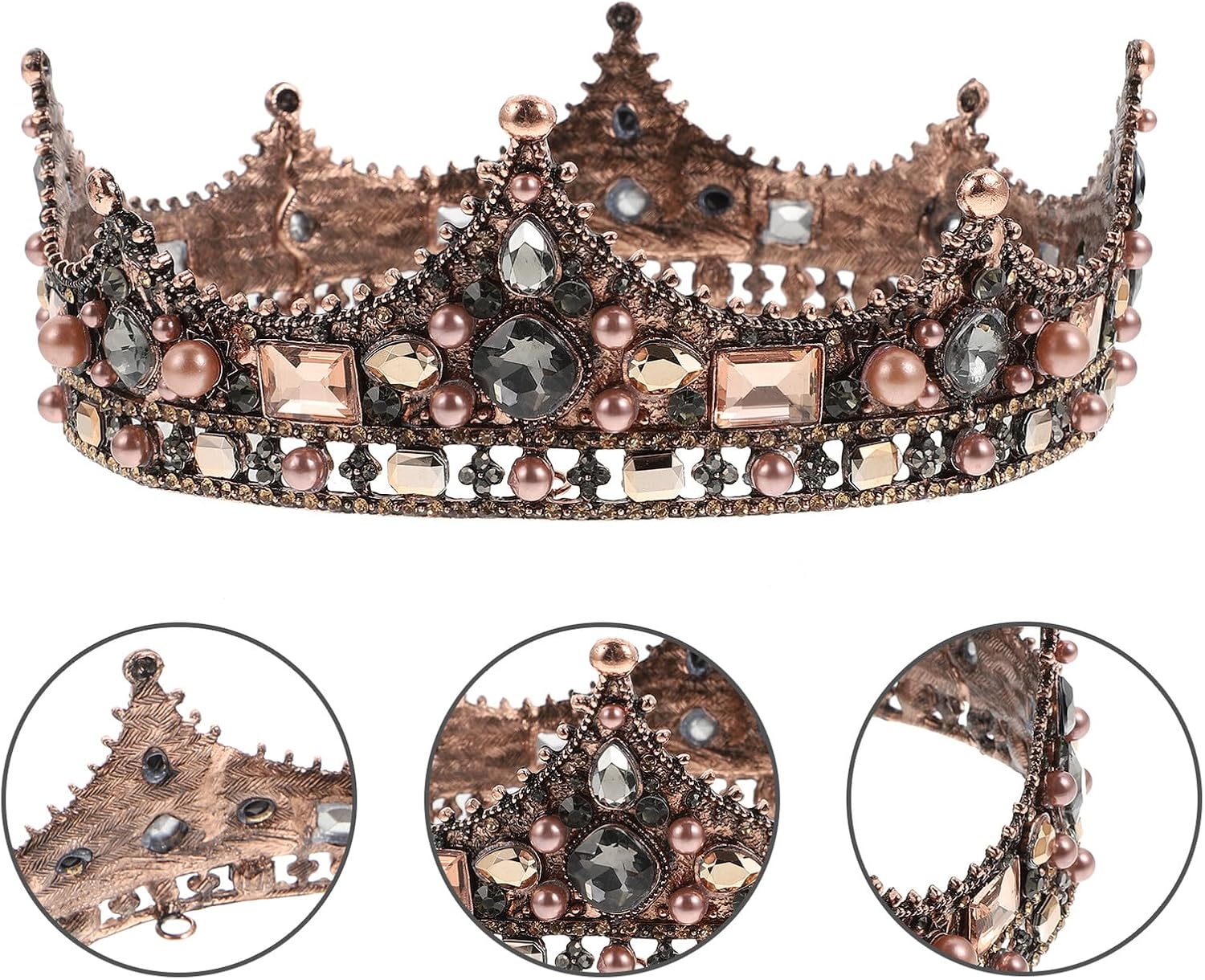 GALPADA Baroque Wedding Headdress Crown Vintage Black Bride Proposal Circlet Bridal Headpiece Elegant Hair Decor for Wedding Ceremony