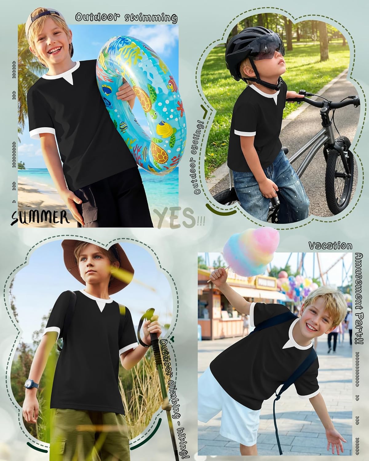 Boys Short Sleeve Shirts Color Block Baseball Kids T-Shirts Casual Geometric Tees Summer Fashion Crew Neck Tops - Image 2