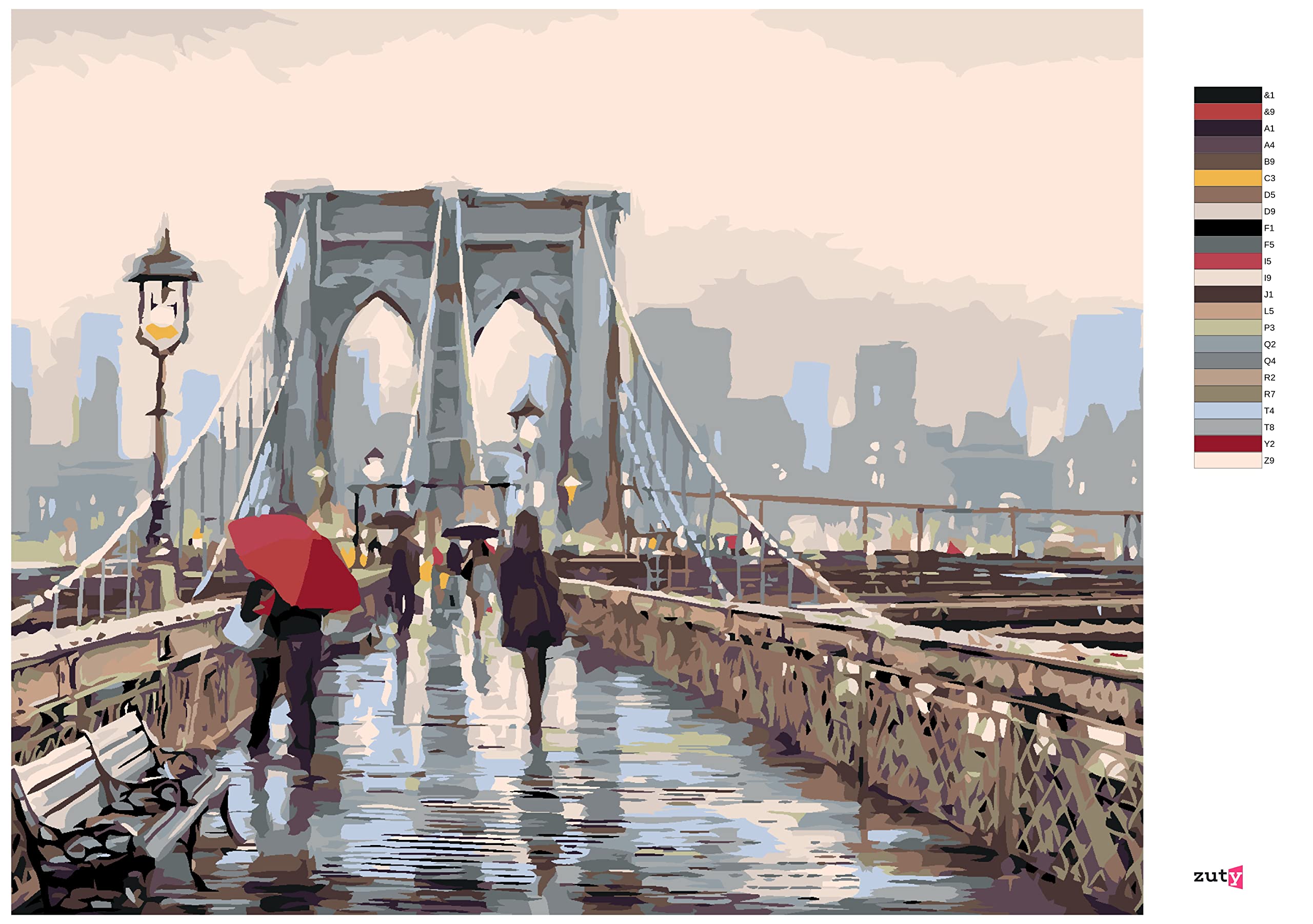 Malowanie według liczb - Specjalizacja na Brookly Bridge (Richard Macneil) 80 x 100 cm z blejtramem (już napięty)