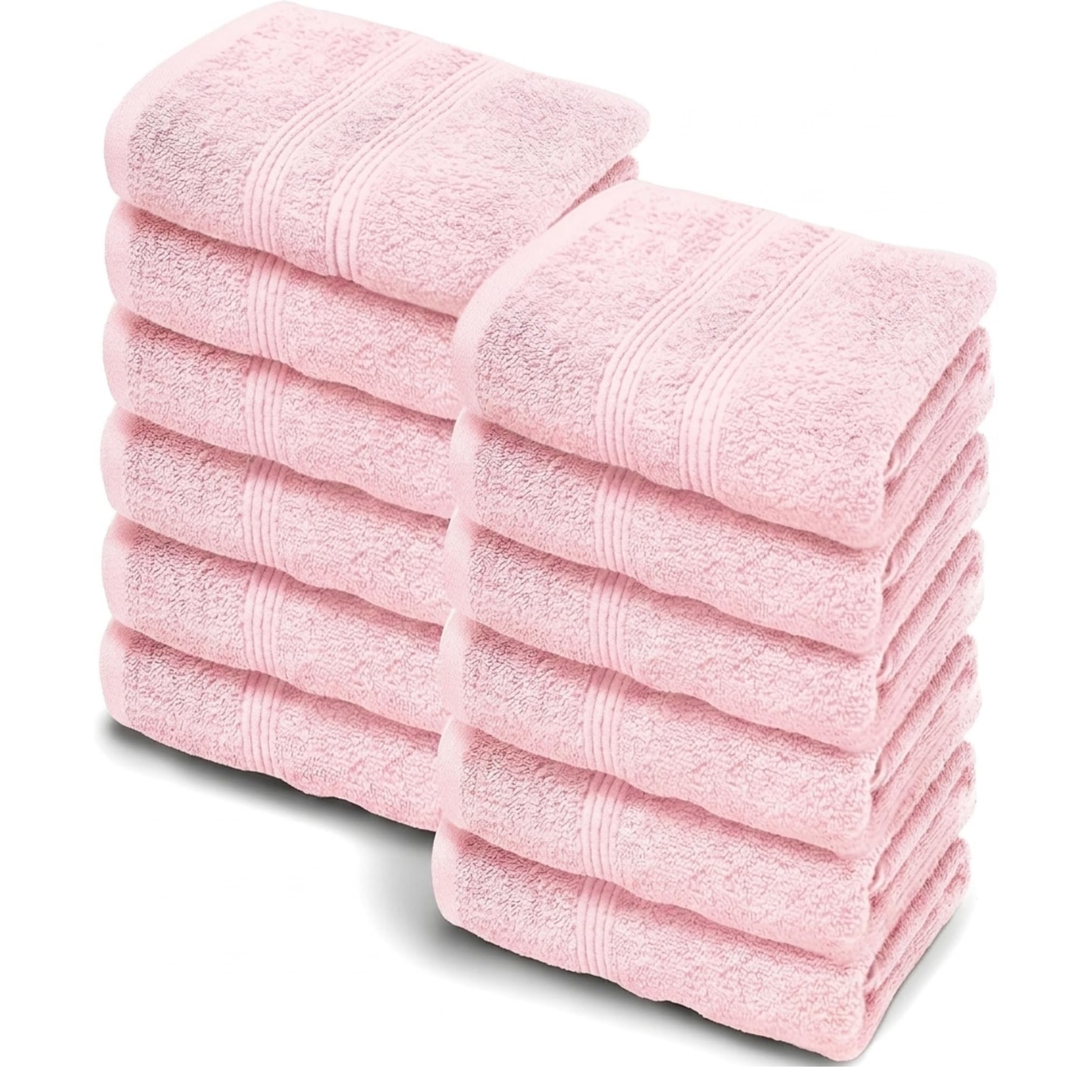 Makooz Premium Face Flannels Pack of 12-500GSM 100% Egyptian Cotton Towel Set - Quick Dry Absorbent Wash Cloth - Easy Drying Kitchen and Bath Flannel for Home Spa & Professional Use - 30x30cm Pink