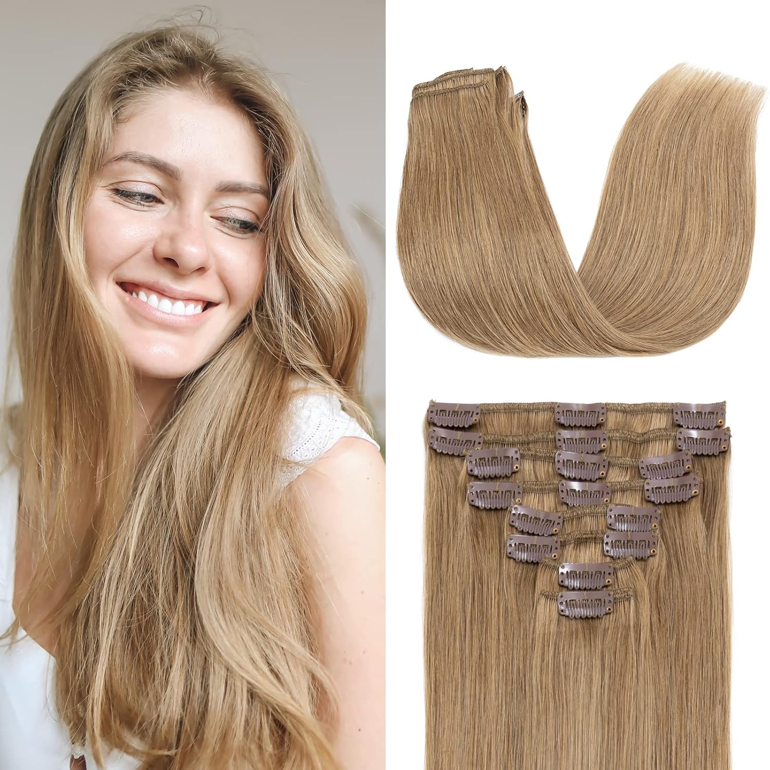 TESS Haarteile Echthaar Extensions Clip in Haarverlängerung Standard