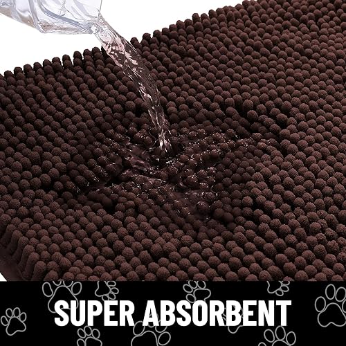 Miniatura 5 de Smiry Felpudo para el barro de las patas del perro, absorbente, atrapa suciedad, antideslizante, rápido secado, lavable, de felpilla, para entrada,