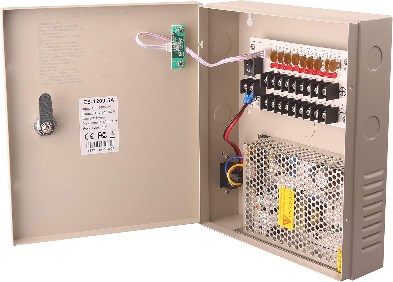 1pcs 9CH DC12V 5 Amp CCTV Power Supply + 1pcs 4CH HD Hybrid DVR